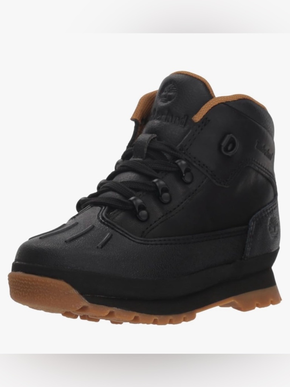 Timberland Kids Black and Tan High-Top Boots - Euro Hiker Shell Toe
